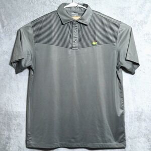 Masters Tech Polo Shirt Men Large Gray Striped Augusta National Golf Stretch